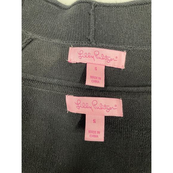 Lilly Pulitzer 2 Pc Set Black Silver Metallic Shell Top & Cardigan Women's S - Picture 9 of 10